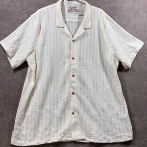 Distortion Mens XXL Textured Camp Shirt Short Sleeve Button Front Cuban Collar